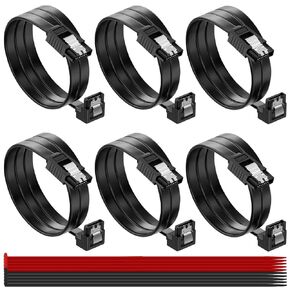 6pcs cable cable iii 6gbps كبل بيانات مستقيم مع قفل قفل 7pin sata 3.0 سلك نقل البيانات 16 بوصة مستقيم إلى مستقيم مع ربطة عنق ، ل sata hdd ssd cd driver constr