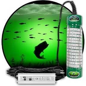 Green Blob Outdoors Underwater Fishing Light, Dock Pro Model Series 75DX, Made in Texas, 110 Volt AC, with 3 Prong Plug and 30ft Cord, High Powered Made in Texas