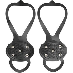 Rubber 5 Teeth Crampons, Lightweight Stainless Steel Ice Cleats, Anti Slip Ice Gripper Spikes, Foldable Snow Traction Crampons for Outdoor Climbing, Running, Size L(42-46)