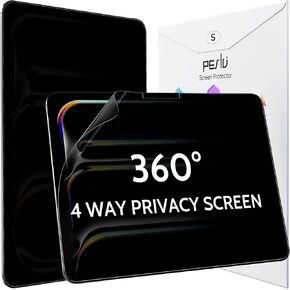 360° Privacy Screen for iPad Pro 13 Inch 7th (2024, M4), Anti Glare Blue Light Spy Filter Private Cover, High Sensitive Bubble-Free Easy Install Black Security Protector