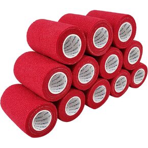 Self Adherent Cohesive Bandage Latex 3"x5 Yards First Aid Bandages Stretch Sport Athletic Wrap Vet Tape for Wrist Ankle Sprain and Swelling,Skin(12 Rolls)