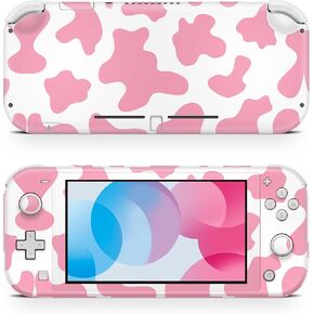 ZOOMHITSKINS Switch Lite Accessories, Compatible for Switch Lite Skin, Milk Strawberry Dairy Cow Farm Cute Pink Kawaii Cartoon, 3M Vinyl, Durable & Fit, Easy to Install, Made in The USA