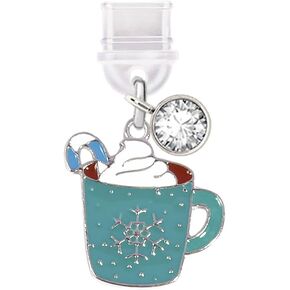 ELISE & FONDA TP443 Type-C USB Charging Port Anti Dust Plug Ice-cream with Snowflake Cell Phone Charm for iPhone 15 /Samsung/OnePlus/Xiaomi/oppo Android Phones (Blue)