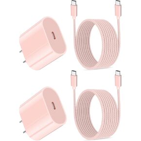2Pack USB C Fast Charger for iPad Pro 12.9-in 6th/5th/4th, 11-in 4th/3rd/2nd, iPad Pro 13-in, iPad A16/10th, iPad Air 13/11 inch, iPad Air 4/5th, 20W Type C Block with 6.6ft USB C to C Charging Cord