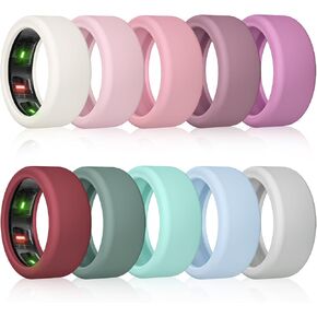 NewJourney 8 Pack Cover Compatible with UltraHuman Ring AIR, Oura Ring Gen 4/3 | Anti-Scratch Elastic Silicone Protector for Ultra Human Ring (S, Green/Teal/LightBlue/Starlight/2Clear/Grey/Black)