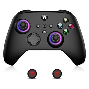 Controller for Xbox, Xbox One, Xbox One X|S, Xbox Series X|S, 2.4GHz Wireless Controller with RGB Light, Turbo Function and Motion Sensor, Thumb Caps Included - Black