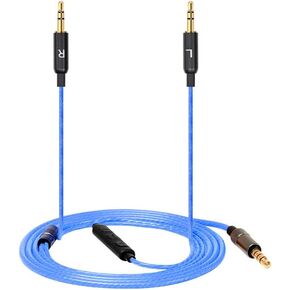 Replacement Remote Volume & Microphone Audio Cable Extension Cord Compatible with Sol Republic Master Tracks HD/Tracks HD2/Sol Republic V8/V10/V12/X3 Headphones (Blue)