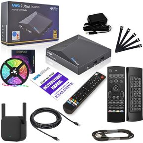 وحدة تخزين البيانات K 3 برو مع اثنين من عناصر التحكم عن بُعد ، موسع WiFi ، ضوء الشريط LED ، دليل التعليمات ، محول الطاقة ، كابلات Ethernet و HDMI ، روابط الكابلات - ذاكرة الوصول العشوائي 4GB 32GB