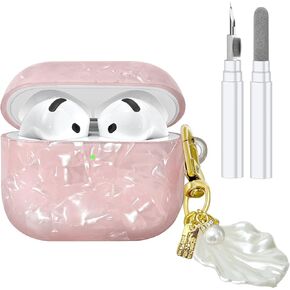 Compatible with AirPods 4 Case 2024, Cute TPU Protective Case Cover for AirPods with Cleaner Kit and Shell Lanyard Accessories for Women Girls