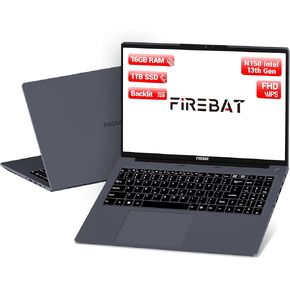 الكمبيوتر المحمول كمبيوتر Intel N150 ، 15.6 بوصة IPS FHD ، 3.6 جيجا هرتز ، ذاكرة الوصول العشوائي 16 جيجا بايت 1 تيرابايت SSD ، 13th Gen Intel Twin Lake Quad Core N150 (ترقية N100) ، كاميرا ويب ، لوحة مفاتيح كاملة الإضاءة الخلفية ، اللمس ، الطالب/المنزل/ال
