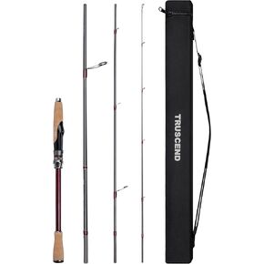 TRUSCEND CrazBass Travel Fishing Rod, FUJI K Guide and Reel Seat, TORAY 30/40T Carbon Fiber, Innovative Put-in Connection Technique, Casting/Spinning HP Fishing Pole with Premium Case, AAA Cork Handle
