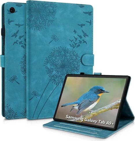Dandelion Cover for Galaxy Tab A9 Plus Case 5g 11 Inch, Soft Touch Premium Faux Leather Made with Card Slots and Kickstand, Water-Proof Precise Cutouts Compatible with A9+(SM-X210/X216/X218) Blue in Kuwait