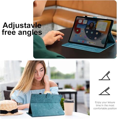 Dandelion Cover for Galaxy Tab A9 Plus Case 5g 11 Inch, Soft Touch Premium Faux Leather Made with Card Slots and Kickstand, Water-Proof Precise Cutouts Compatible with A9+(SM-X210/X216/X218) Blue in Kuwait