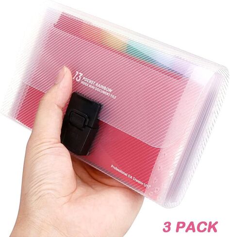 3 Pack Accordion File Organizer with 13 Pocket, Expandable Portable Folder, A6 Plastic Wallet for Cards, Coupons, Receipt, Tax Item, Vouchers, Busines in Saudi Arabia