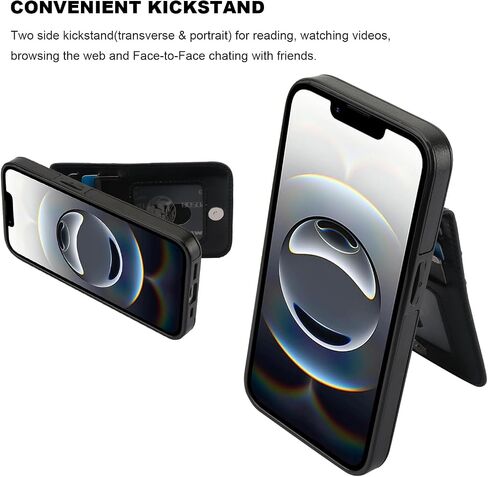 KIHUWEY Compatible with iPhone 16e Case Wallet with Credit Card Holder, Flip Premium Leather Magnetic Clasp Kickstand Heavy Duty Protective Cover for iPhone 16e 6.1 Inch (Black) in Saudi Arabia