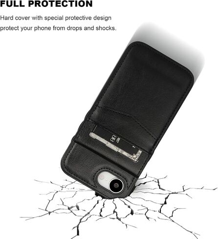 KIHUWEY Compatible with iPhone 16e Case Wallet with Credit Card Holder, Flip Premium Leather Magnetic Clasp Kickstand Heavy Duty Protective Cover for iPhone 16e 6.1 Inch (Black) in Saudi Arabia
