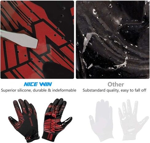 NICEWIN Football Gloves Adult Football Receiver Gloves for Men and Women White-XLargre-Adult in Saudi Arabia