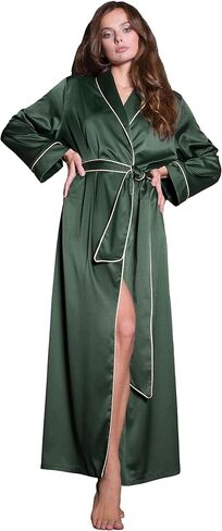 Long Silk Robes For Women - Plus Size Satin Robe For Women Sexy Sleepwear Kimono in Saudi Arabia
