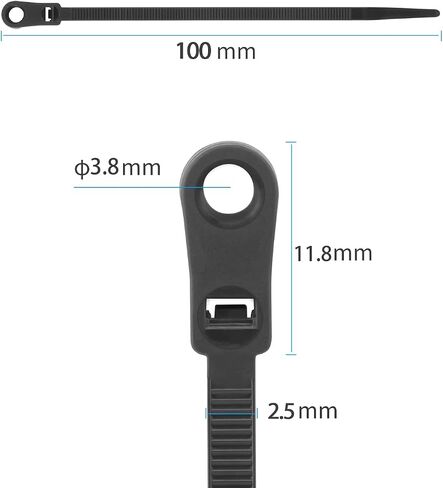 XINGO 110 PCS Black Zip Ties with Screw Hole 7.5 Inch, 75 lbs Mountable head Cable Tie, Multipurpose Heavy Duty Nylon Zip Tie for Indoor & Outdoor Use in Saudi Arabia