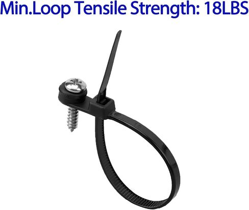 XINGO 110 PCS Black Zip Ties with Screw Hole 7.5 Inch, 75 lbs Mountable head Cable Tie, Multipurpose Heavy Duty Nylon Zip Tie for Indoor & Outdoor Use in Saudi Arabia