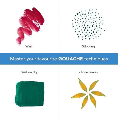 مجموعة أنابيب الغواش المكونة من 24 قطعة من Castle Art Supplies | 24 × 12 مل ألوان رائعة وغير شفافة وذات أساس مائي | متعددة الاستخدامات وسهلة الاستخدام للفنانين البالغين والمبتدئين والمحترفين | في صندوق عرض قوي وأنيق in Kuwait