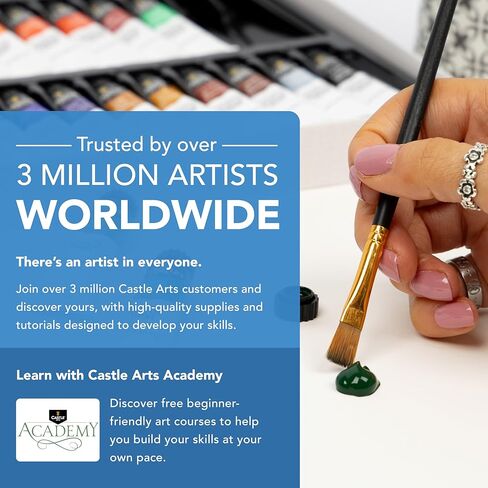 مجموعة أنابيب الغواش المكونة من 24 قطعة من Castle Art Supplies | 24 × 12 مل ألوان رائعة وغير شفافة وذات أساس مائي | متعددة الاستخدامات وسهلة الاستخدام للفنانين البالغين والمبتدئين والمحترفين | في صندوق عرض قوي وأنيق in Kuwait