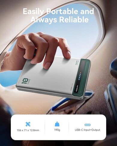 Kuulaa for MagSafe Battery Pack 10000mAh, Alloy Type C 20W Ultra Slim Wireless Portable Phone Charger with USB-C Cable, 0.51in Magnetic Power Bank for iPhone 16/15/14/13/12 (Silver) in Kuwait
