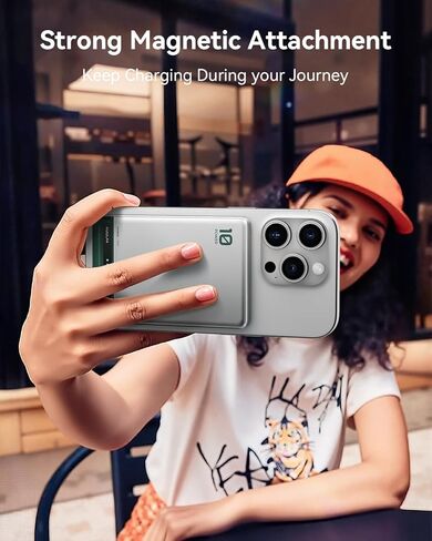 Kuulaa for MagSafe Battery Pack 10000mAh, Alloy Type C 20W Ultra Slim Wireless Portable Phone Charger with USB-C Cable, 0.51in Magnetic Power Bank for iPhone 16/15/14/13/12 (Silver) in Kuwait