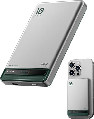 Kuulaa for MagSafe Battery Pack 10000mAh, Alloy Type C 20W Ultra Slim Wireless Portable Phone Charger with USB-C Cable, 0.51in Magnetic Power Bank for iPhone 16/15/14/13/12 (Silver) in Kuwait