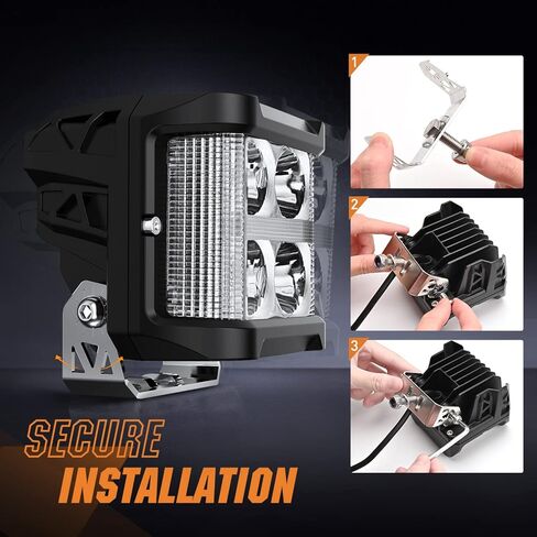 Nilight 2Pcs LED Pod Lights 120W 4 Inch Square 13500LM 120° Super Flood Light 14AWG DT Connector Wiring Harness Kit Offroad Driving Work Lights for Truck UTV ATV SUV 4x4, 5 Years Warranty in Saudi Arabia