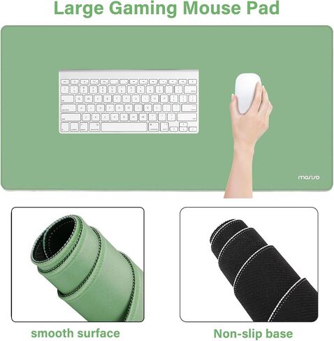 MOSISO Wrist Rest for Keyboard Mouse Pad Set, Large Gaming Deskpad&Circle Curved Mousepad&Keyboard Wrist Rest&Coaster, Ergonomic Non-Slip Mousepad&Easy Typing Pad with Curved Memory Foam, Green in Saudi Arabia