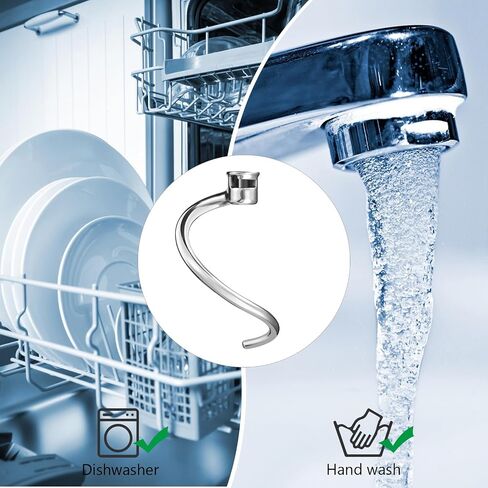 Dough Hook Replacement for KitchenAid 7QT Bowl-Lift Stand Mixers, Spiral and Stainless Steel Hook for Kitchen aid Attachment Accessories in Saudi Arabia