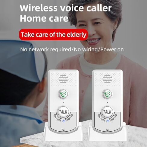 Irishom 2 Pack Interconds Wireless for Home Voice ثنائي الاتجاه المنزلي Home Ultra المسافات الطويلة المحمولة الصوتية اللاسلكية داخل الهاتف غرفة المتصل المسنين إلى غرفة الاتصالات in Kuwait