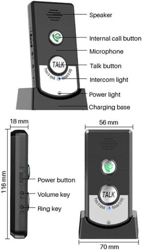 Irishom 2 Pack Interconds Wireless for Home Voice ثنائي الاتجاه المنزلي Home Ultra المسافات الطويلة المحمولة الصوتية اللاسلكية داخل الهاتف غرفة المتصل المسنين إلى غرفة الاتصالات in Kuwait