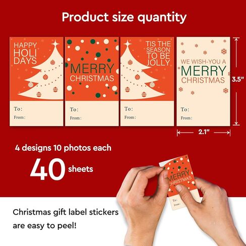 ملصقات ذاتية اللصق لهدايا عيد الميلاد، عيد ميلاد سعيد، زينة ومستلزمات تغليف هدايا عيد الميلاد للأطفال والأصدقاء، ملصقات علامات الهدايا لهدايا عيد الميلاد، 40 ملصق هدايا - FS208 in Kuwait