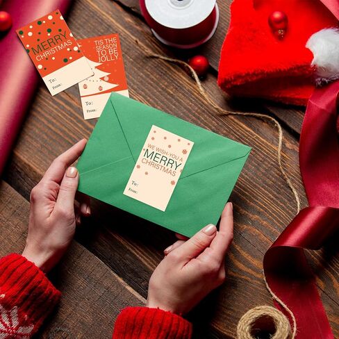 ملصقات ذاتية اللصق لهدايا عيد الميلاد، عيد ميلاد سعيد، زينة ومستلزمات تغليف هدايا عيد الميلاد للأطفال والأصدقاء، ملصقات علامات الهدايا لهدايا عيد الميلاد، 40 ملصق هدايا - FS208 in Kuwait