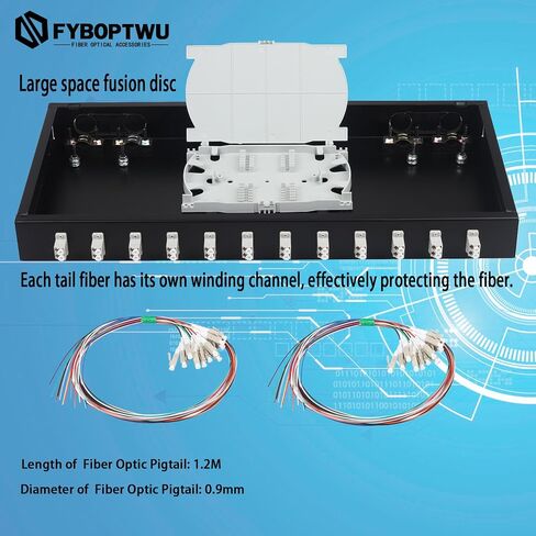 1 Pack 12-Strand LC OM1 Multimode Fiber Optic Wall-Mount Enclosure Kit - LC Duplex Pigtails, 6 Couplers - High-Speed Network for Data Center/CATV in Kuwait