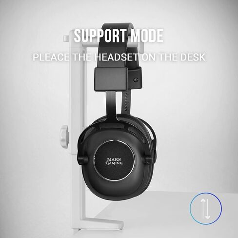 MHH2 Headphone Stand, Hook and Stand, Cable Management, Height Adjustable, White in Saudi Arabia