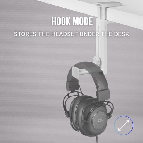 MHH2 Headphone Stand, Hook and Stand, Cable Management, Height Adjustable, White in Saudi Arabia
