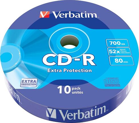 Verbatim CD-R Extra Protection 700MB CD Blanks - Ideal for Photo and Video Recording - Compatible with Any Conventional CD Drive - Pack of 10 Spindle in Saudi Arabia