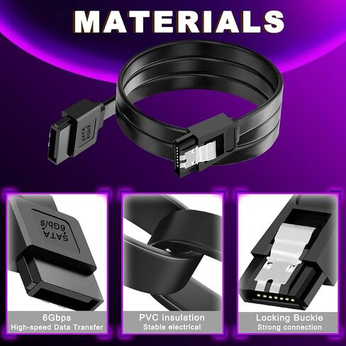 6pcs cable cable iii 6gbps كبل بيانات مستقيم مع قفل قفل 7pin sata 3.0 سلك نقل البيانات 16 بوصة مستقيم إلى مستقيم مع ربطة عنق ، ل sata hdd ssd cd driver constr in Saudi Arabia