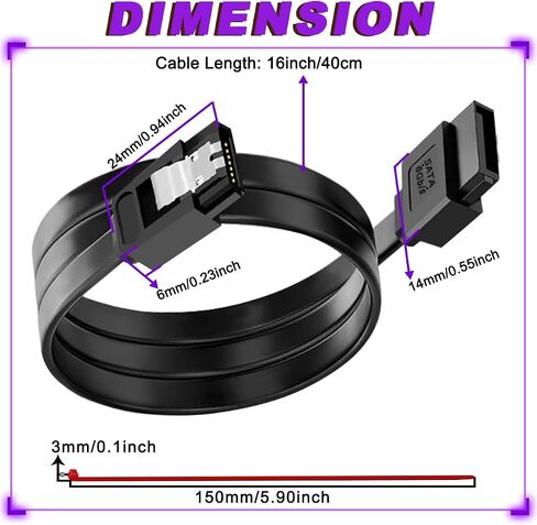 6pcs cable cable iii 6gbps كبل بيانات مستقيم مع قفل قفل 7pin sata 3.0 سلك نقل البيانات 16 بوصة مستقيم إلى مستقيم مع ربطة عنق ، ل sata hdd ssd cd driver constr in Saudi Arabia