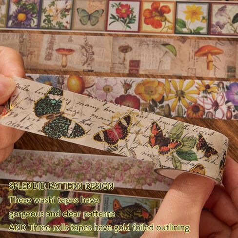 شريط واشي الخريف من emmoolife وأشرطة PET لليوميات، أشرطة واشي كلاسيكية 3 لفات و6 لفات شريط راتنج مقاوم للماء يستخدم كملصق لسجلات القصاصات والحرف اليدوية، والمجلات غير المرغوب فيها، والمخططين، والحرف اليدوية in Kuwait