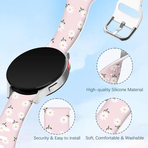 فرقة رياضية متوافقة مع Samsung Galaxy Watch 7/6/5/4/Fe 40mm 44mm ، 5 Pro/6/4 Classic 43mm 47mm 42mm 46mm ، 20 مم استبدال السيليكون الناعم القابل للتعديل in Saudi Arabia