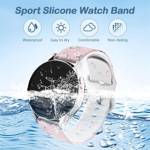فرقة رياضية متوافقة مع Samsung Galaxy Watch 7/6/5/4/Fe 40mm 44mm ، 5 Pro/6/4 Classic 43mm 47mm 42mm 46mm ، 20 مم استبدال السيليكون الناعم القابل للتعديل in Saudi Arabia