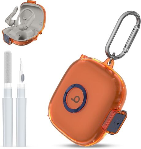 [Upgrade Secure Lock] for Beats Powerbeats Pro 2 2025 Case Cover with Cleaner Kit, AGENTNANO Clear TPU Shockproof Protective Cover with Beats Powerbeats Pro 2 Charging Case with Carabiner-Clear in Saudi Arabia