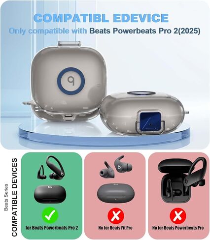 [ترقية تأمين قفل] لغطاء Beats Powerbeats Pro 2 2025 مع مجموعة نظافة ، وكيلنو Clear TPU الغطاء الوقائي المقاوم للصدمة مع Beats Powerbeats Pro 2 Casing مع Carabiner-Clear in Kuwait