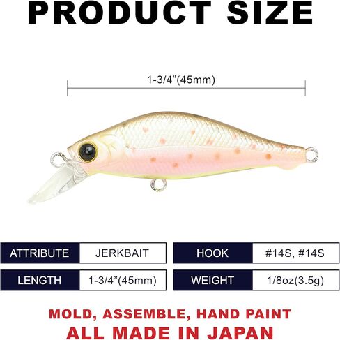 LUCKY CRAFT Fishing Lure Pointer 45S - Trout Lure, Jerkbait in Saudi Arabia