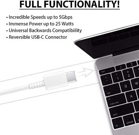 Short 8inch (2xPack) USB Type-C Cable Compatible with Your Streaming Sticks, Rii, Nintendo Switch, SNES, NES Classic Also Fast Quick Charges Plus Data Transfer! (White) in Saudi Arabia
