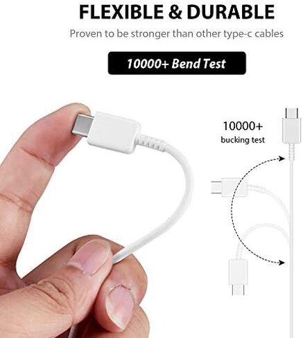 Short 8inch (2xPack) USB Type-C Cable Compatible with Your Streaming Sticks, Rii, Nintendo Switch, SNES, NES Classic Also Fast Quick Charges Plus Data Transfer! (White) in Saudi Arabia